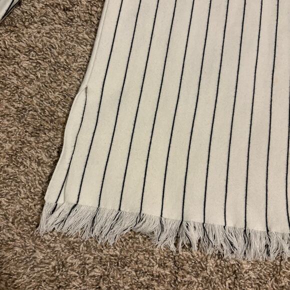 Theory Hayden O Reverie V-Neck Stripe Fringe Pullover Sweater - Picture 4 of 9